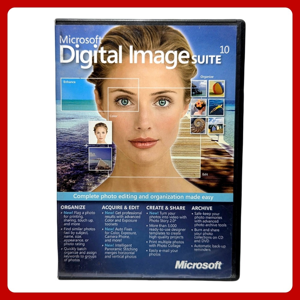 Microsoft Digital Image Suite 10 Computer Software Disc Graphics Photo App EUC